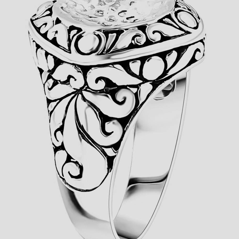Bali Legacy 925 Sterling Silver Hammered Dome Scrollwork Ring Size 8. NWOT - Picture 4 of 4